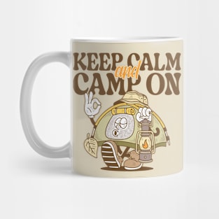 Keep Calm and Camp On Retro Style Mug